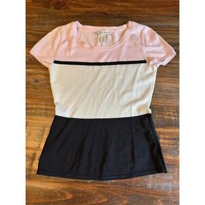 White House Black Market‎ Top Color Block Knit Short Sleeve XXS